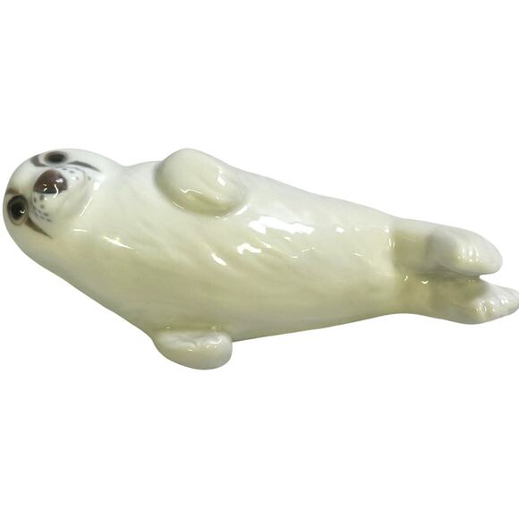 Bing & Grondahl Porcelain Baby Seal Figurine #2472 TR Lying on Back-Excellent - Picture 1 of 7